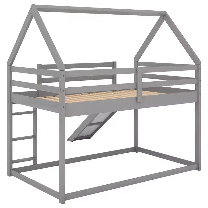 Letto a Castello a Misura di Letto Singolo per Bambini con Scivolo e Scaletta