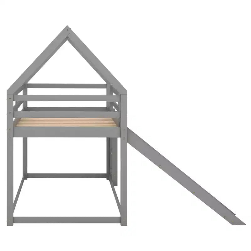 Letto a Castello a Misura di Letto Singolo per Bambini con Scivolo e Scaletta