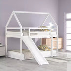 Letto a Castello a Misura di Letto Singolo per Bambini con Scivolo e Scaletta