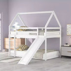 Letto a Castello a Misura di Letto Singolo per Bambini con Scivolo e Scaletta