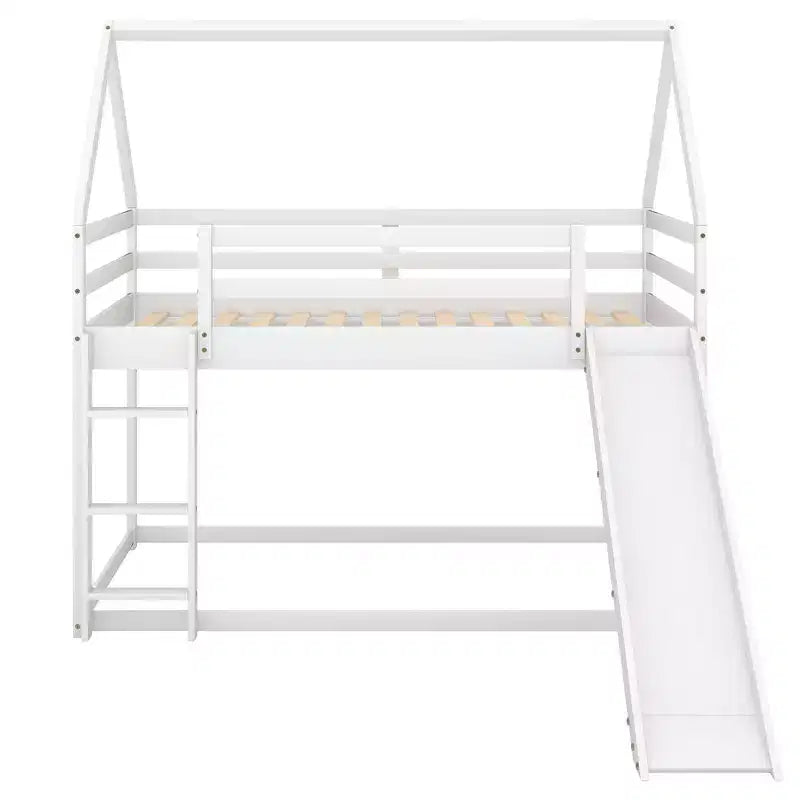 Letto a Castello a Misura di Letto Singolo per Bambini con Scivolo e Scaletta