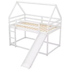 Letto a Castello a Misura di Letto Singolo per Bambini con Scivolo e Scaletta