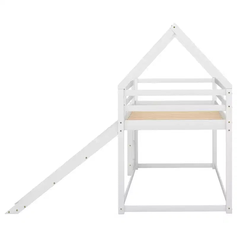 Letto a Castello a Misura di Letto Singolo per Bambini con Scivolo e Scaletta