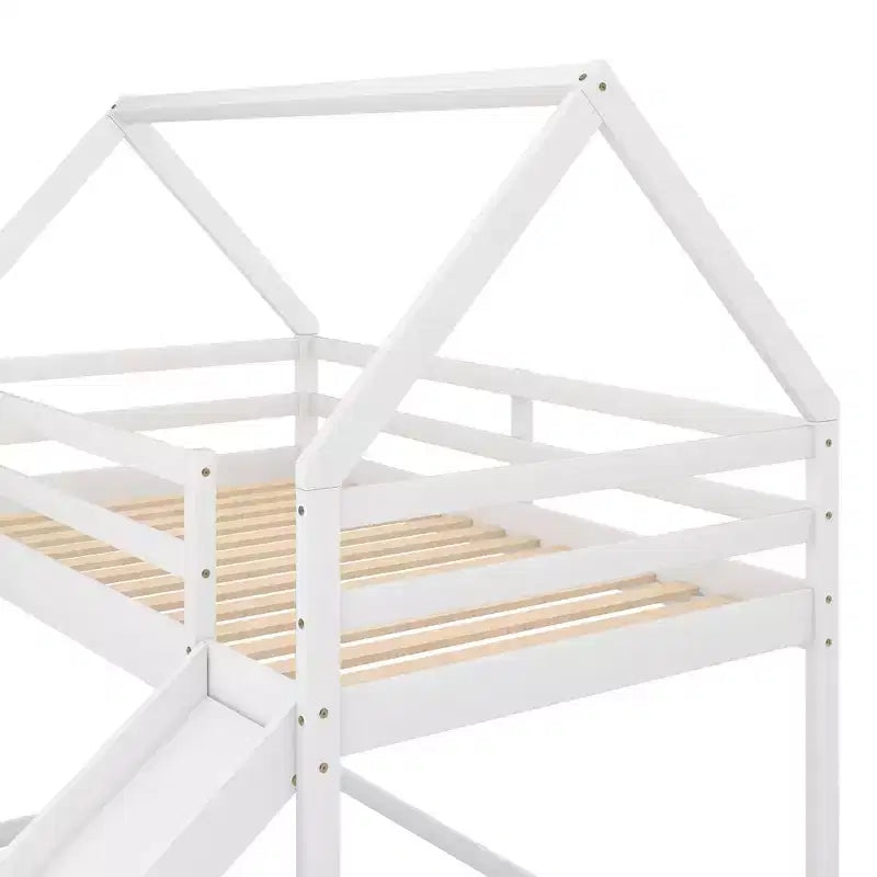 Letto a Castello a Misura di Letto Singolo per Bambini con Scivolo e Scaletta