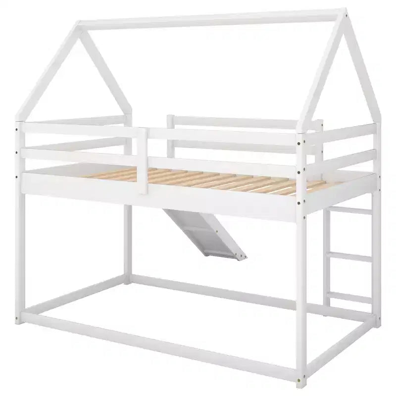 Letto a Castello a Misura di Letto Singolo per Bambini con Scivolo e Scaletta
