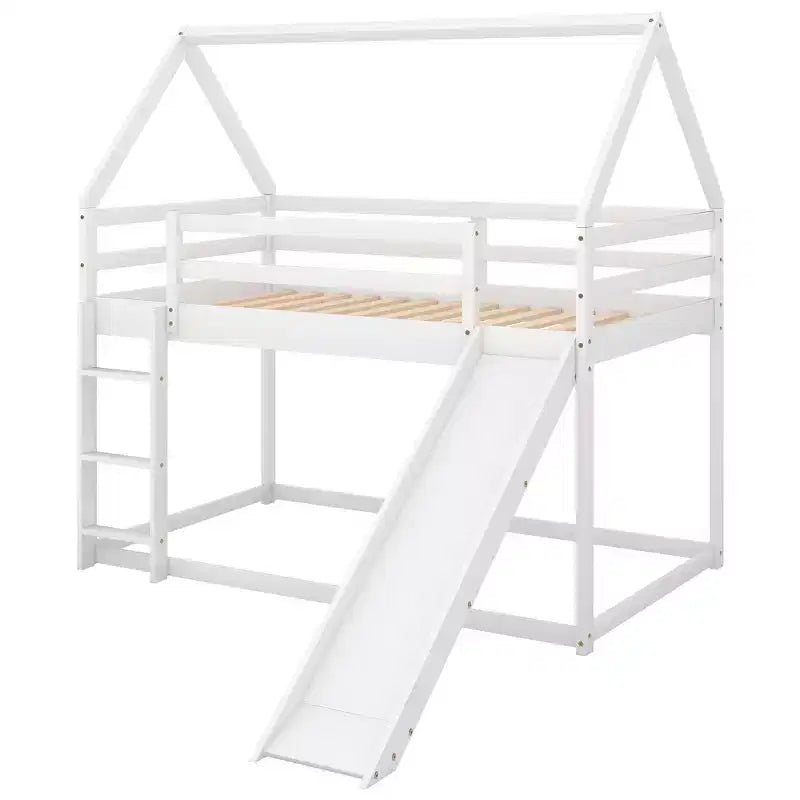 Letto a Castello a Misura di Letto Singolo per Bambini con Scivolo e Scaletta