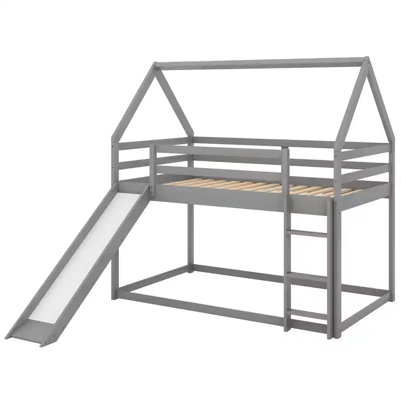 Letto a Castello a Misura di Letto Singolo per Bambini con Scivolo e Scaletta