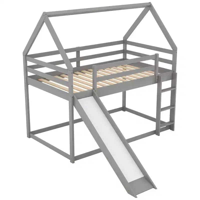 Letto a Castello a Misura di Letto Singolo per Bambini con Scivolo e Scaletta