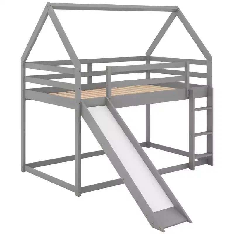 Letto a Castello a Misura di Letto Singolo per Bambini con Scivolo e Scaletta