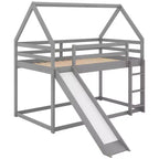 Letto a Castello a Misura di Letto Singolo per Bambini con Scivolo e Scaletta