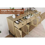 Mobile credenza grande da 157 cm con contenitore e 3 cassetti, mobile buffet con 4 ante in vetro per sala da pranzo, soggiorno, cucina