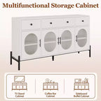 Mobile credenza grande da 157 cm con contenitore e 3 cassetti, mobile buffet con 4 ante in vetro per sala da pranzo, soggiorno, cucina