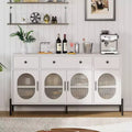 62 Inch Large Sideboard Buffet Cabinet with Storage and 3 Drawers, Coffee Bar Storage Cabinet with 4 Glass Doors for Dining Room,Living Room, Kitchen