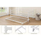 Struttura letto, Struttura letto a una piazza con letto estraibile, Divano convertibile 2 in 1, Letto salvaspazio in metallo, per piccoli spazi, appartamenti, soggiorno