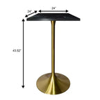 Tavolo da pranzo quadrato ad altezza bar - Piano moderno in MDF con base a piedistallo dorata spazzolata Tavolo ad altezza bancone per cucina, casa e pub