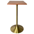Tavolo da pranzo quadrato ad altezza bar - Piano moderno in MDF con base a piedistallo dorata spazzolata Tavolo ad altezza bancone per cucina, casa e pub