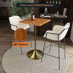 Tavolo da pranzo quadrato ad altezza bar - Piano moderno in MDF con base a piedistallo dorata spazzolata Tavolo ad altezza bancone per cucina, casa e pub