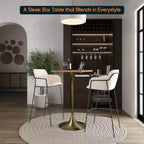 Tavolo da pranzo quadrato ad altezza bar - Piano moderno in MDF con base a piedistallo dorata spazzolata Tavolo ad altezza bancone per cucina, casa e pub