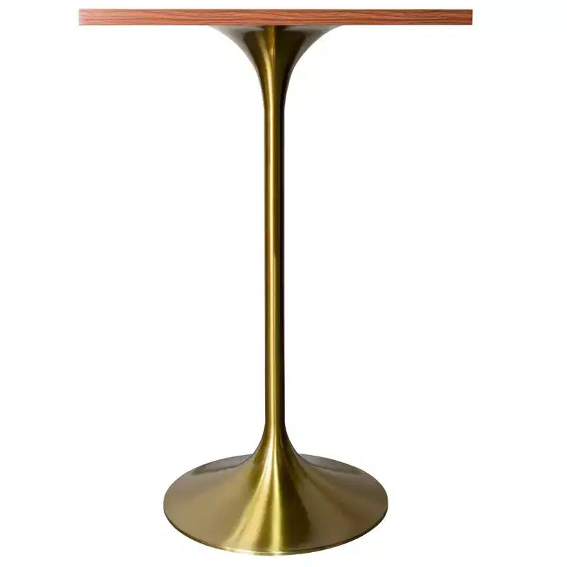 Tavolo da pranzo quadrato ad altezza bar - Piano moderno in MDF con base a piedistallo dorata spazzolata Tavolo ad altezza bancone per cucina, casa e pub