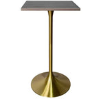 Tavolo da pranzo quadrato ad altezza bar - Piano moderno in MDF con base a piedistallo dorata spazzolata Tavolo ad altezza bancone per cucina, casa e pub