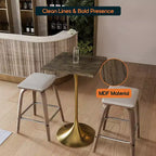 Tavolo da pranzo quadrato ad altezza bar - Piano moderno in MDF con base a piedistallo dorata spazzolata Tavolo ad altezza bancone per cucina, casa e pub