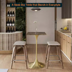 Tavolo da pranzo quadrato ad altezza bar - Piano moderno in MDF con base a piedistallo dorata spazzolata Tavolo ad altezza bancone per cucina, casa e pub