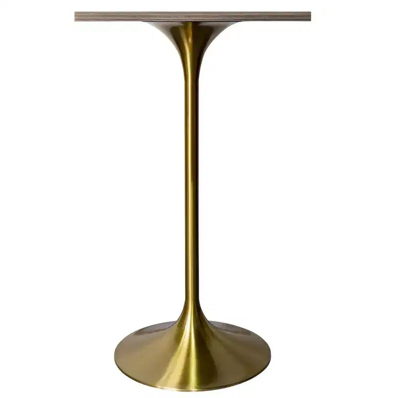 Tavolo da pranzo quadrato ad altezza bar - Piano moderno in MDF con base a piedistallo dorata spazzolata Tavolo ad altezza bancone per cucina, casa e pub