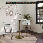 Tavolo da pranzo quadrato ad altezza bar - Piano moderno in MDF con base a piedistallo dorata spazzolata Tavolo ad altezza bancone per cucina, casa e pub