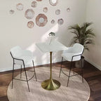 Tavolo da pranzo quadrato ad altezza bar - Piano moderno in MDF con base a piedistallo dorata spazzolata Tavolo ad altezza bancone per cucina, casa e pub