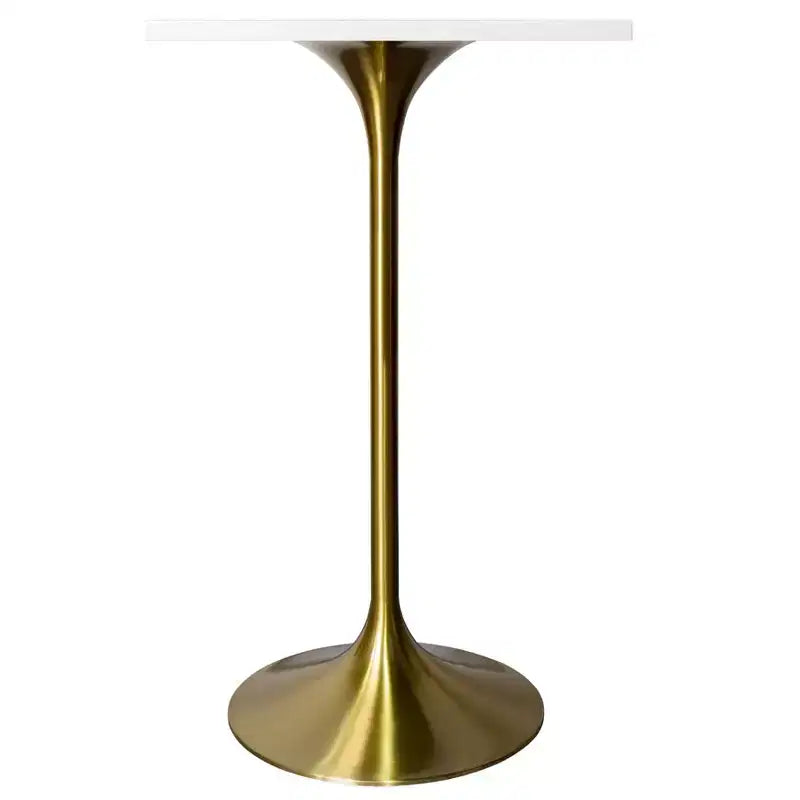 Tavolo da pranzo quadrato ad altezza bar - Piano moderno in MDF con base a piedistallo dorata spazzolata Tavolo ad altezza bancone per cucina, casa e pub