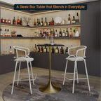 Tavolo da pranzo quadrato ad altezza bar - Piano moderno in MDF con base a piedistallo dorata spazzolata Tavolo ad altezza bancone per cucina, casa e pub