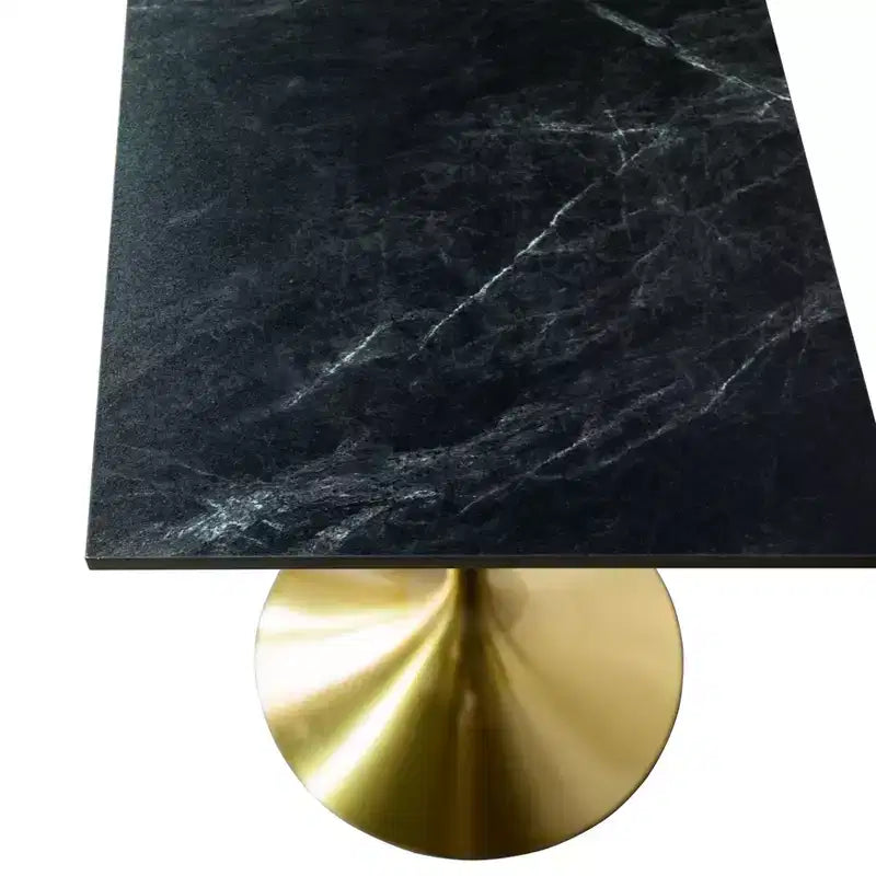 Tavolo da pranzo quadrato ad altezza bar - Piano moderno in MDF con base a piedistallo dorata spazzolata Tavolo ad altezza bancone per cucina, casa e pub