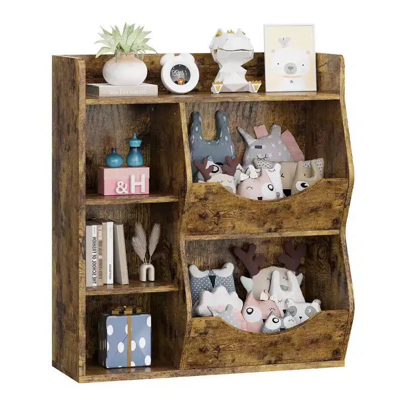 Scaffale per Bambini a 3 Strati Alto 80 cm, Mobile Contenitore per Giocattoli, Porta Giocattoli per Bambini a 5 Scomparti per Camera da Letto, Corridoio, Soggiorno e Asilo Nido
