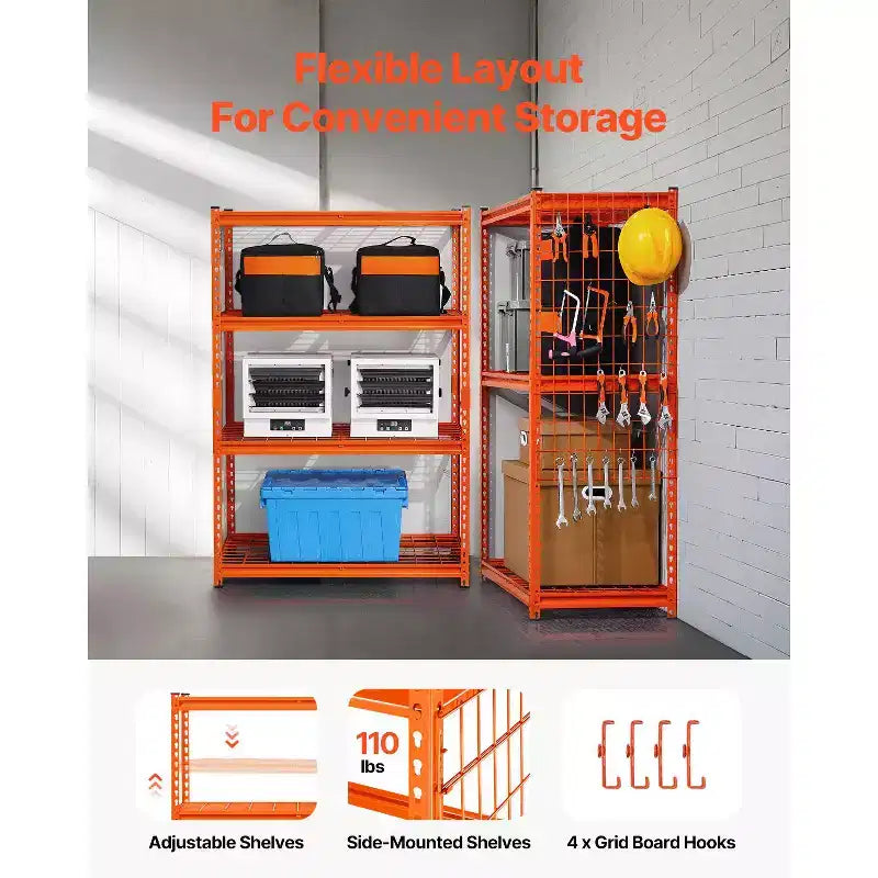 Scaffali di stoccaggio, 2400 libbre, Scaffali da garage resistenti a 4 livelli, Scaffali in metallo regolabili 20 P x 40 L x 60 A per unità di scaffalatura industriale