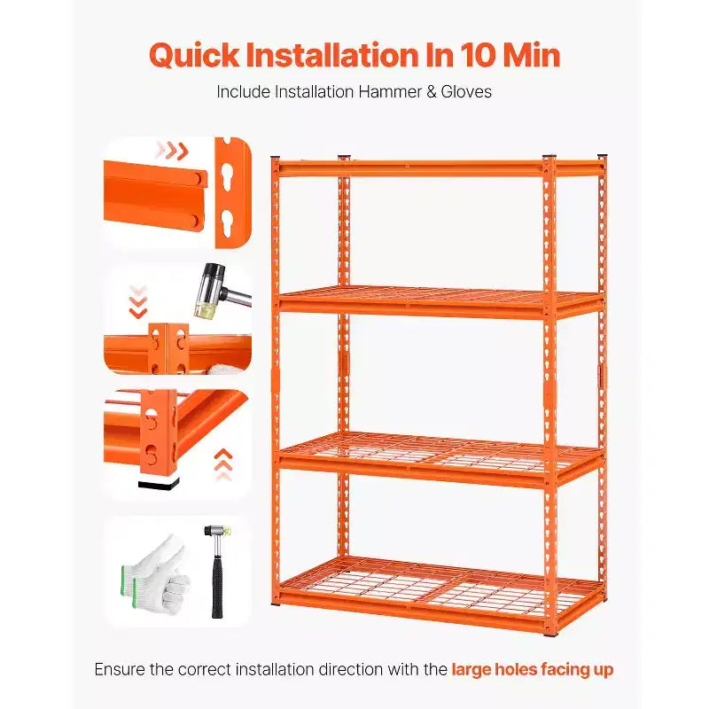 Scaffali di stoccaggio, 2400 libbre, Scaffali da garage resistenti a 4 livelli, Scaffali in metallo regolabili 20 P x 40 L x 60 A per unità di scaffalatura industriale
