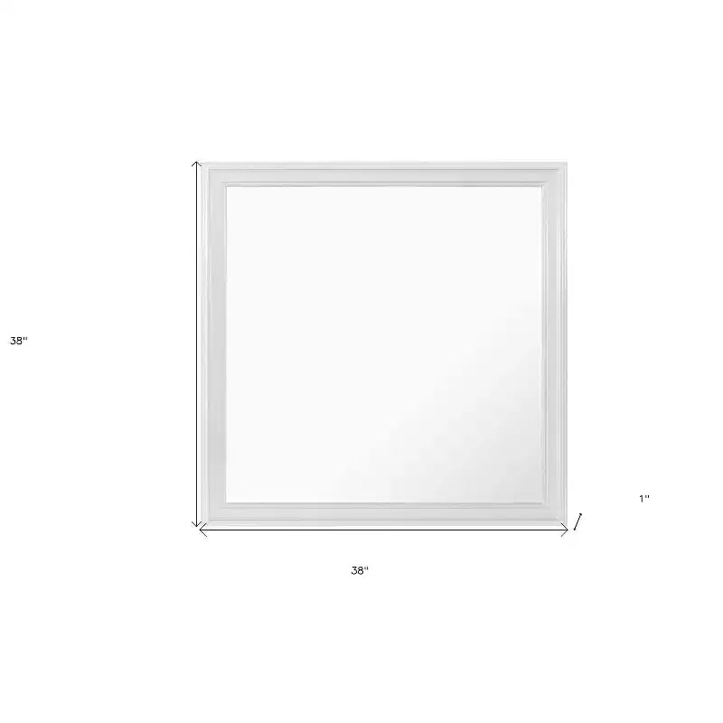 Specchio d'accento quadrato bianco con cornice in legno da 38 pollici