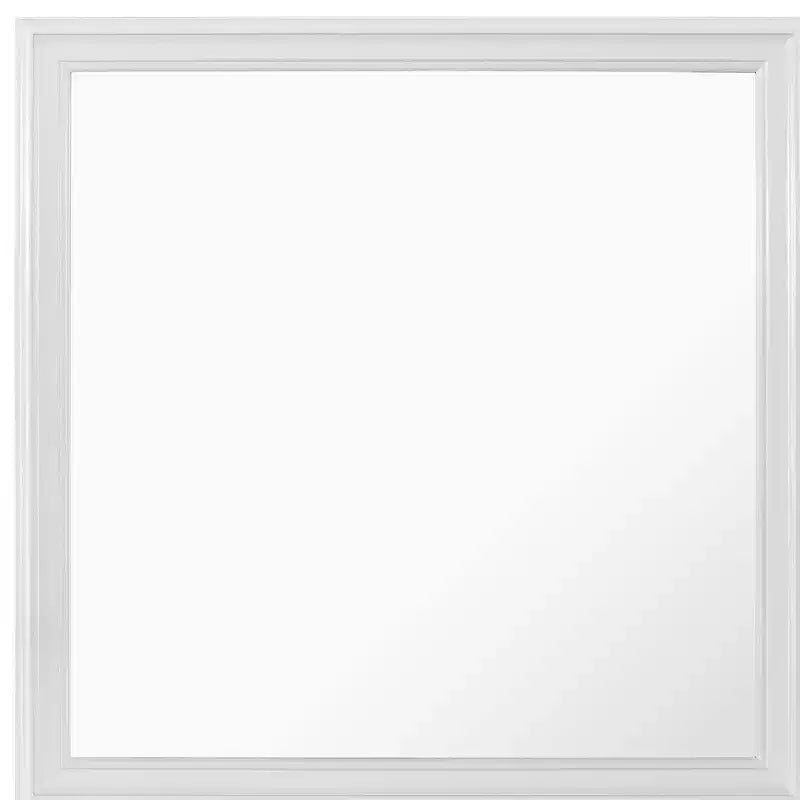 Specchio d'accento quadrato bianco con cornice in legno da 38 pollici