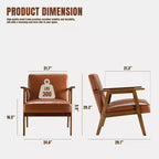 Poltrona accent mid-century moderna - Seduta imbottita spessa 15 cm, poltrona con struttura in legno massello da 136 kg per soggiorno, camera da letto