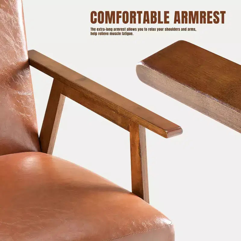 Poltrona accent mid-century moderna - Seduta imbottita spessa 15 cm, poltrona con struttura in legno massello da 136 kg per soggiorno, camera da letto