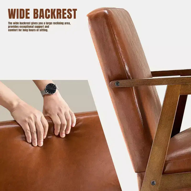 Poltrona accent mid-century moderna - Seduta imbottita spessa 15 cm, poltrona con struttura in legno massello da 136 kg per soggiorno, camera da letto
