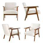 Poltrona accent mid-century moderna - Seduta imbottita spessa 15 cm, poltrona con struttura in legno massello da 136 kg per soggiorno, camera da letto