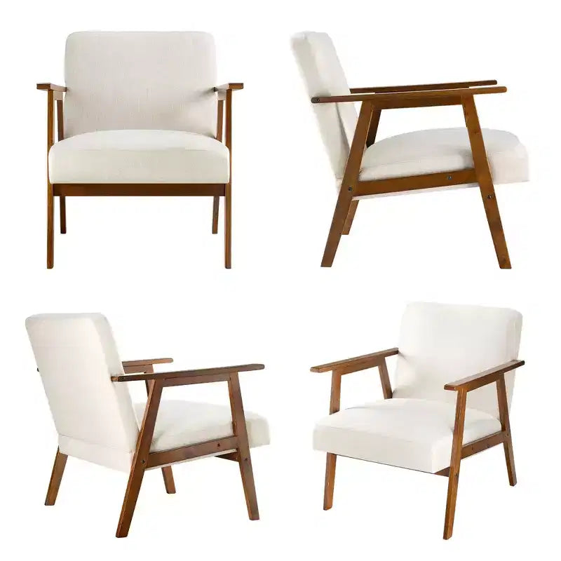 Poltrona accent mid-century moderna - Seduta imbottita spessa 15 cm, poltrona con struttura in legno massello da 136 kg per soggiorno, camera da letto