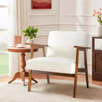 Poltrona accent mid-century moderna - Seduta imbottita spessa 15 cm, poltrona con struttura in legno massello da 136 kg per soggiorno, camera da letto