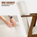 Poltrona accent mid-century moderna - Seduta imbottita spessa 15 cm, poltrona con struttura in legno massello da 136 kg per soggiorno, camera da letto