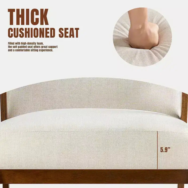 Poltrona accent mid-century moderna - Seduta imbottita spessa 15 cm, poltrona con struttura in legno massello da 136 kg per soggiorno, camera da letto
