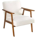 JIONJOY Mid-Century Modern Accent Chair - 5.9'' Thick Cushioned Seat, 300 lbs Capacity Solid Wood Frame Armchair for Living Room, Bedroom