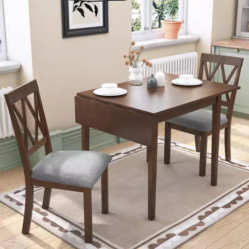 Set tavolo da pranzo allungabile con 2 sedie imbottite, perfetto per aree compatte, dimensioni da 70,8x74,9 cm a 116x74,9 cm