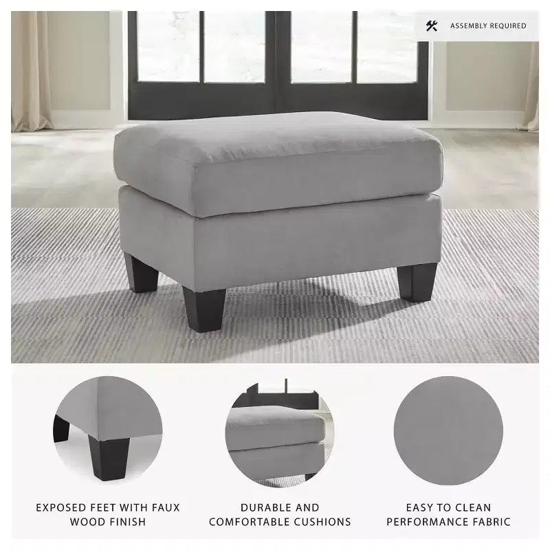 Adlai Pouf, Rivestimento in Poliestere Effetto Scamosciato, Grigio Scuro