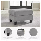 Adlai Pouf, Rivestimento in Poliestere Effetto Scamosciato, Grigio Scuro