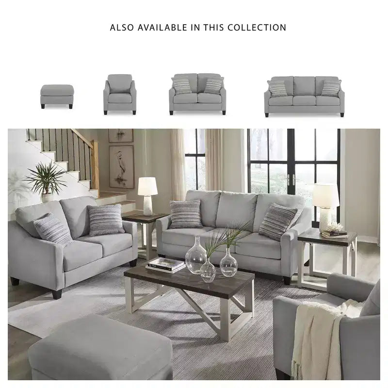 Adlai Pouf, Rivestimento in Poliestere Effetto Scamosciato, Grigio Scuro